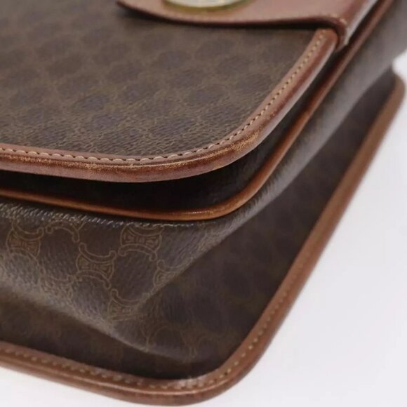 CELINE Macadam Canvas Shoulder Bag PVC Leather Brown Gold Auth KD054 - Picture 5 of 16